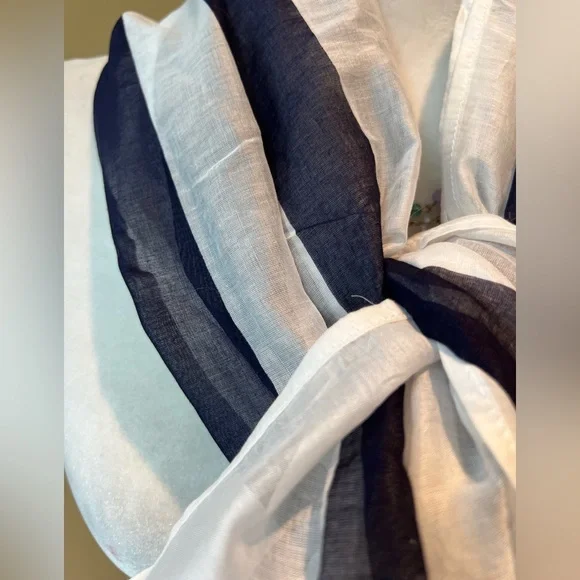 COPY - Ralph Lauren Navy White Logo Stripe 💙 Scarf 26” x 52” - Picture 2 of 3